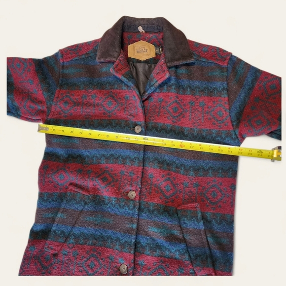 Woolrich Vintage 70s Wool Blanket Coat Duster Geometric Navajo Pattern Small - Picture 9 of 10